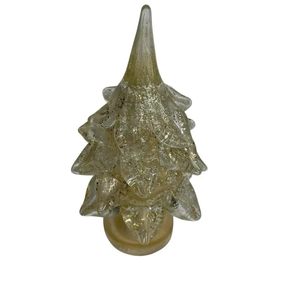 Vintage Murano Art Glass Gold Specks Christmas Tree Home Decor Sculpture 10 In.